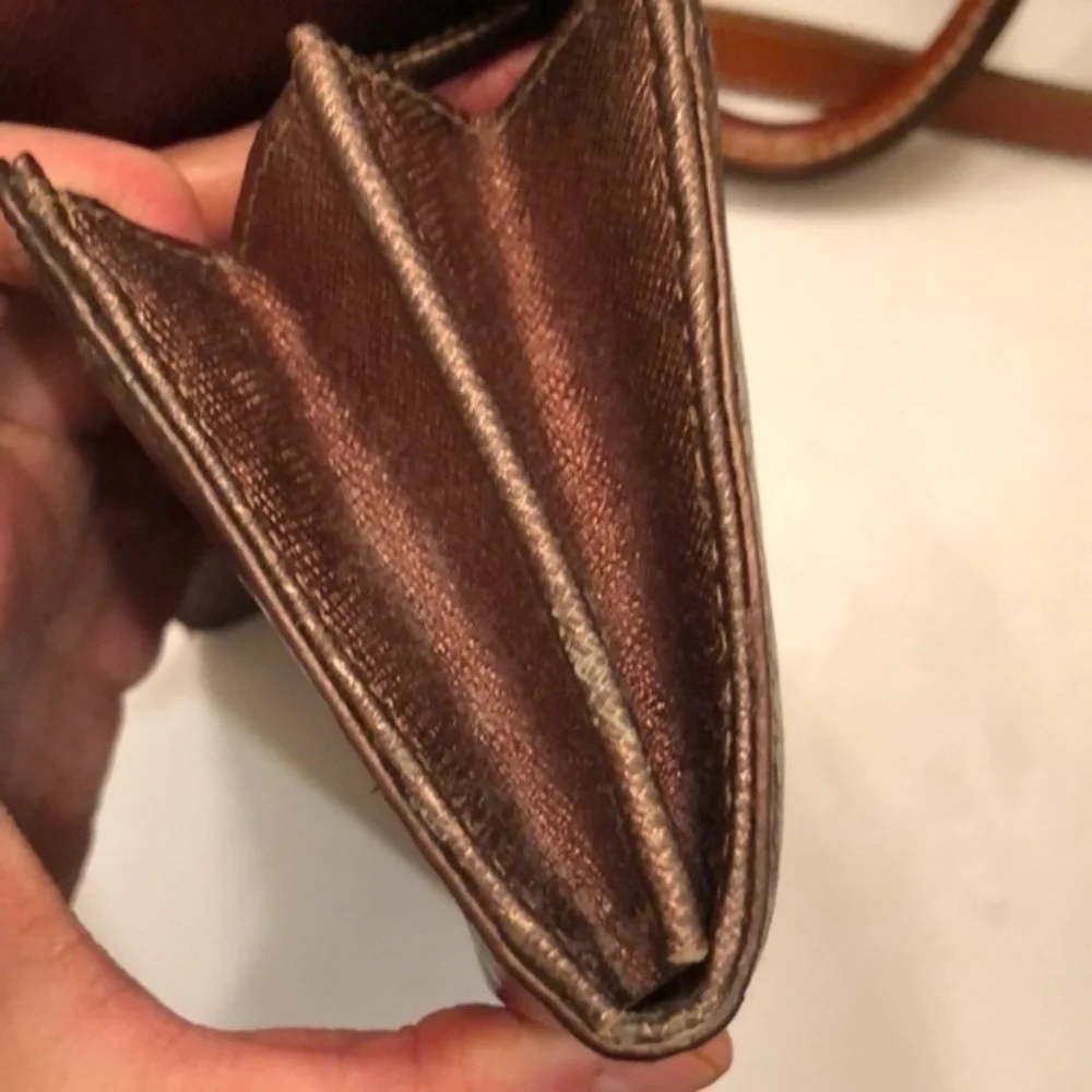 Michael kors brown metallic leather wallet
